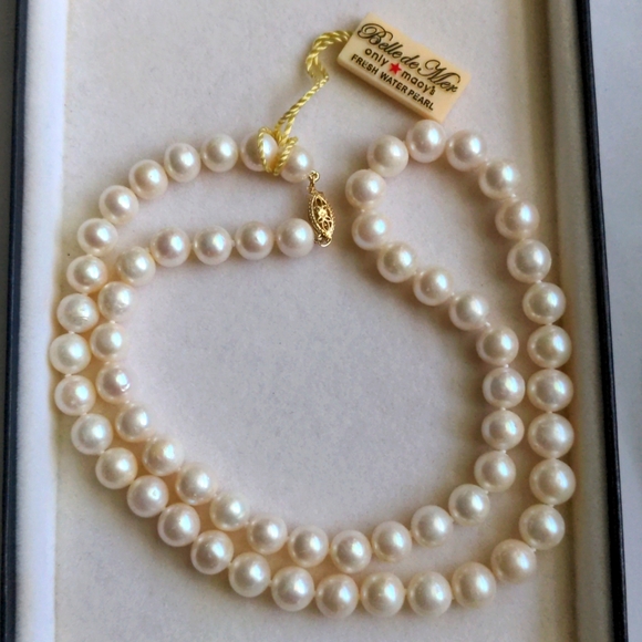 Macy's Jewelry 22 Belle De Mer Genuine Pearl Necklace 4k Gold